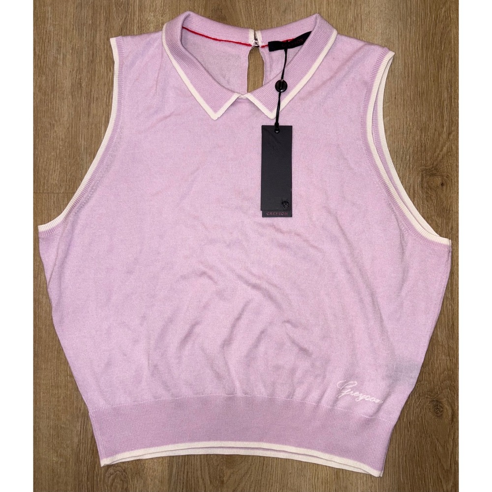 NWT Women's Bardot Greyson Sleeveless Sweater Polo - XL - Pink/Purple